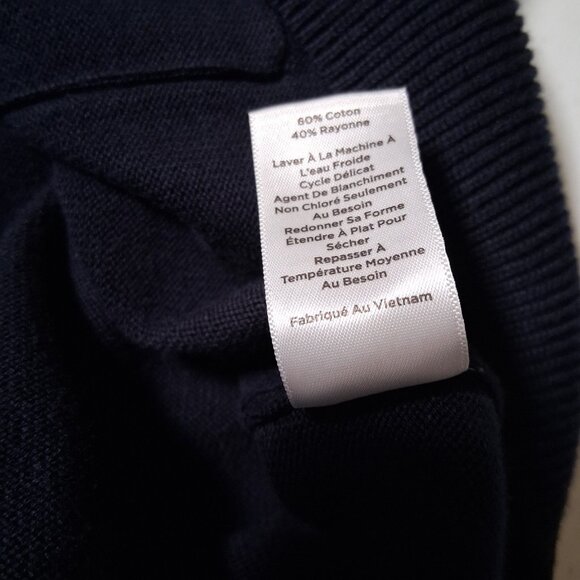 Talbots Cardigan Sweater Women XL Navy V Neck Academia Cotton Rayon Classic - Picture 3 of 9